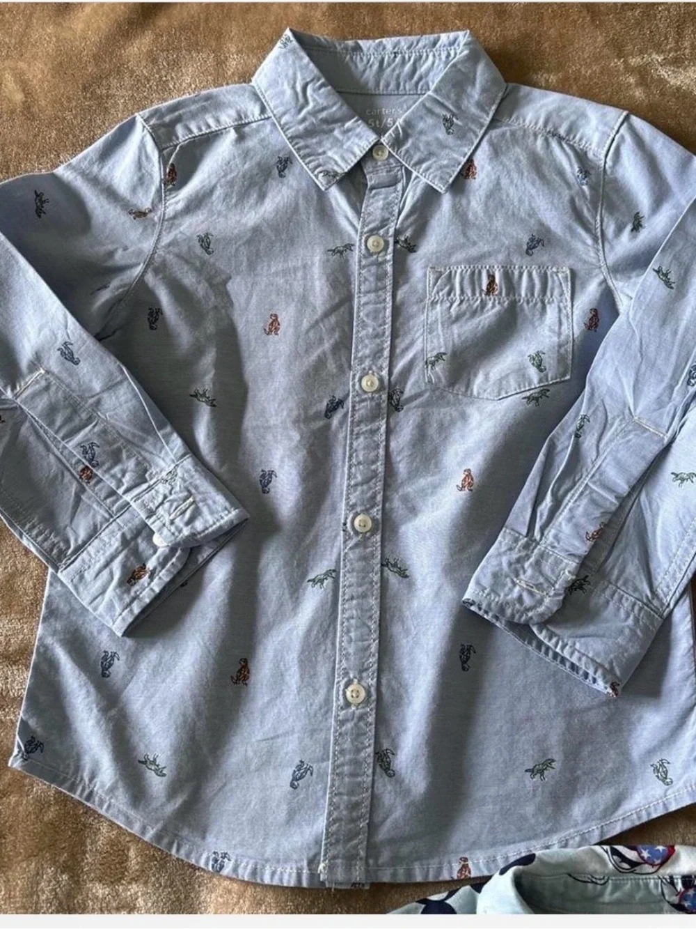 Carter's Light Blue Mickey Mouse Short-Sleeve Button-Down Shirt